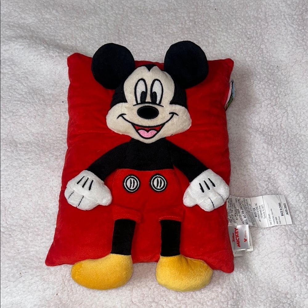 Mickey Mouse Red and Black Decorative Pillow with Cartoon Design